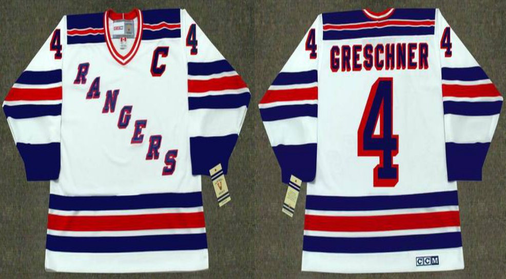 2019 Men New York Rangers #4 Greschner white CCM NHL jerseys->new york rangers->NHL Jersey